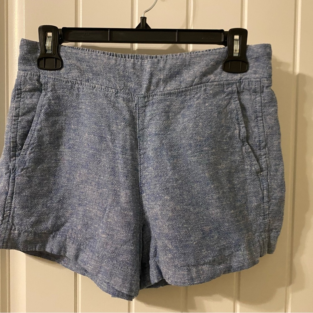 GAP Heathered Light Blue High-Waist Linen Blend Shorts